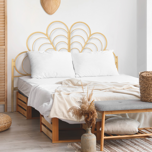 Tête De Lit Sur Pied Ivy 160 Cm Effet Rotin En Forme De Fleur