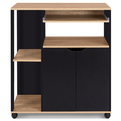 Desserte De Cuisine Cosi Bois Noir Et Plateaux Façon Hêtre L.76 Cm