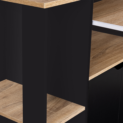 Desserte De Cuisine Cosi Bois Noir Et Plateaux Façon Hêtre L.76 Cm