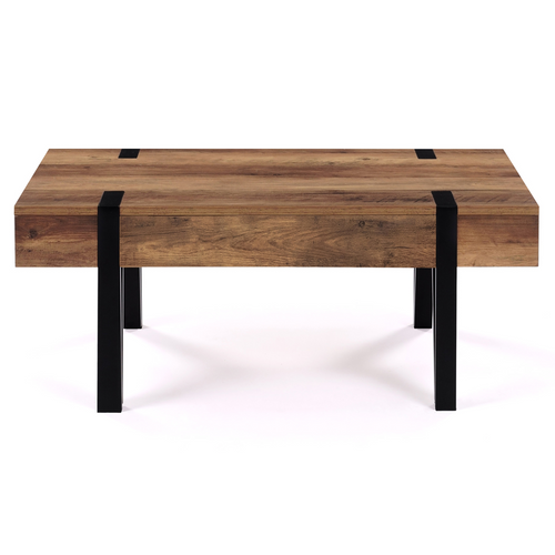 Table Basse Rectangulaire 1 Tiroir Austria 100 Cm Bois Pied épingle Noir