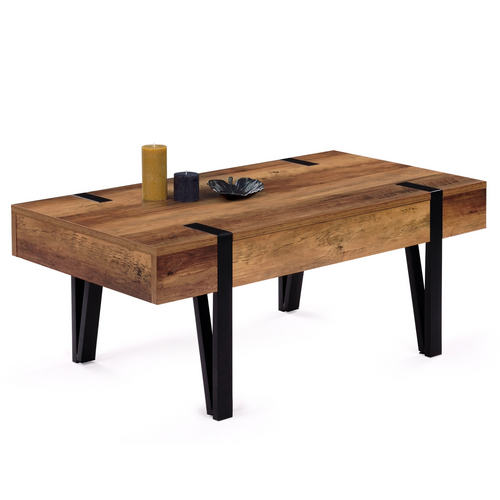Table Basse Rectangulaire 1 Tiroir Austria 100 Cm Bois Pied épingle Noir