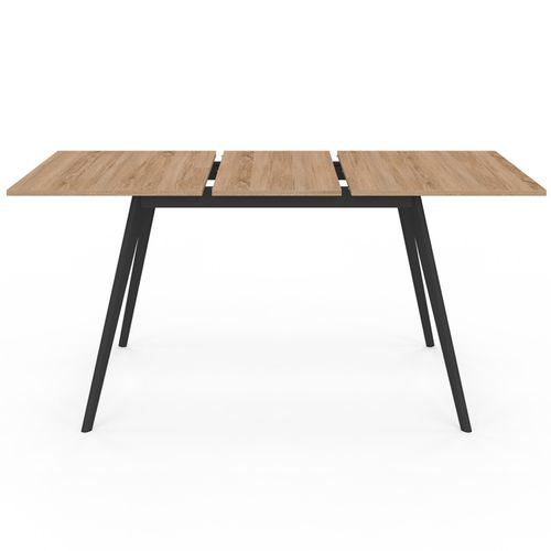 Table Scandinave Extensible Rectangle Inga 4-8 Personnes Plateau Bois Pieds Noirs 110-150 Cm