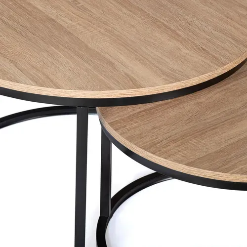 Lot De 2 Tables Basses Gigognes Detroit Rondes 54/70 Design Industriel