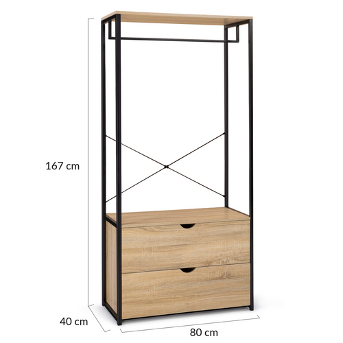 Dressing Penderie 2 Tiroirs L. 80 Cm Detroit Design Industriel