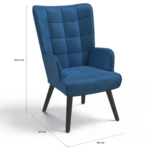 Fauteuil Scandinave Ania En Velours Bleu