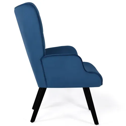 Fauteuil Scandinave Ania En Velours Bleu