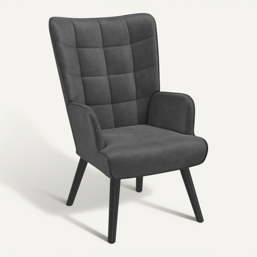 Fauteuil Scandinave Ania En Velours Gris