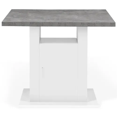 Ilot Central Ugo 110 Cm Plateau Effet Béton Et Blanc Avec Rangements