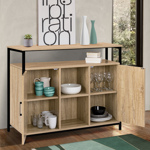 Buffet 100 Cm Detroit 2 Portes Avec étagères Design Industriel (compose Ref 15343)