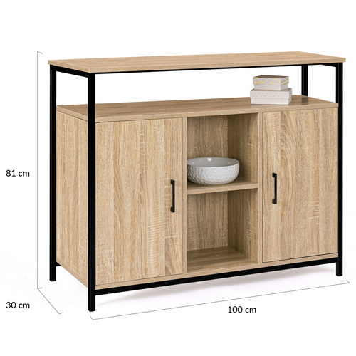 Buffet 100 Cm Detroit 2 Portes Avec étagères Design Industriel (compose Ref 15343)