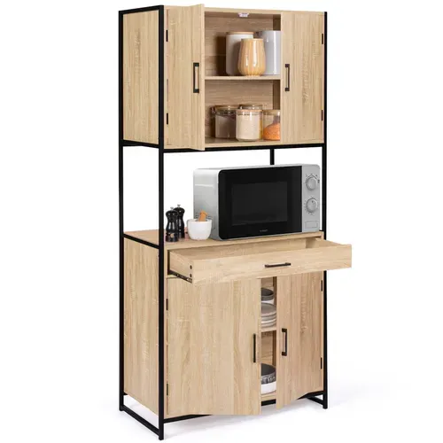 Buffet De Cuisine 80 Cm Detroit Meuble 4 Portes Design Industriel + Tiroir