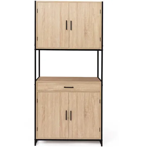 Buffet De Cuisine 80 Cm Detroit Meuble 4 Portes Design Industriel + Tiroir