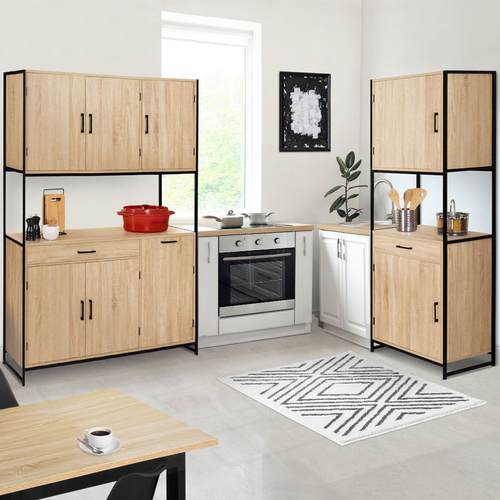 Buffet De Cuisine 60 Cm Detroit Meuble 2 Portes Design Industriel + Tiroir