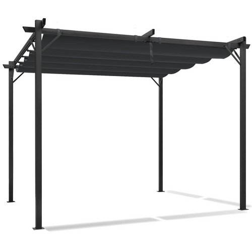 Pergola édition Spéciale Toit Rétractable 3x3 M Et 4 Stores Gris Anthracite