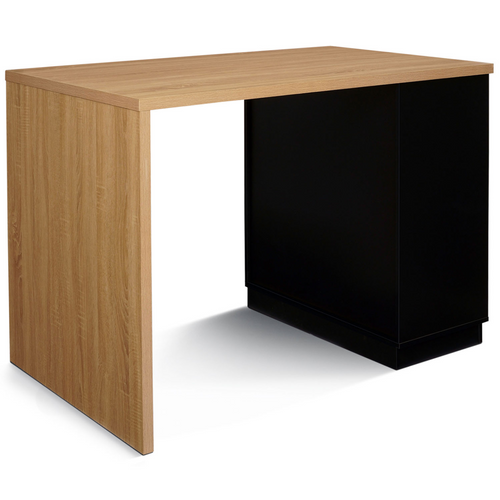Ilot Central Mange-debout 4 Personnes Vito 130 Cm Noir Et Plateau Bois