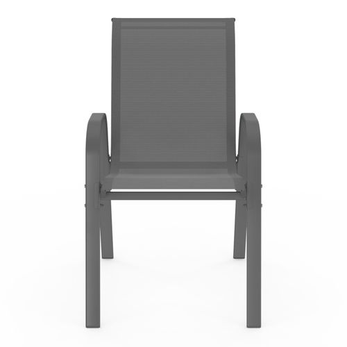 Lot De 6 Chaises De Jardin Lyma Métal Et Textilène Empilables Gris Anthracite