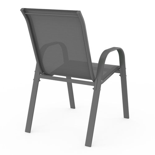 Lot De 6 Chaises De Jardin Lyma Métal Et Textilène Empilables Gris Anthracite