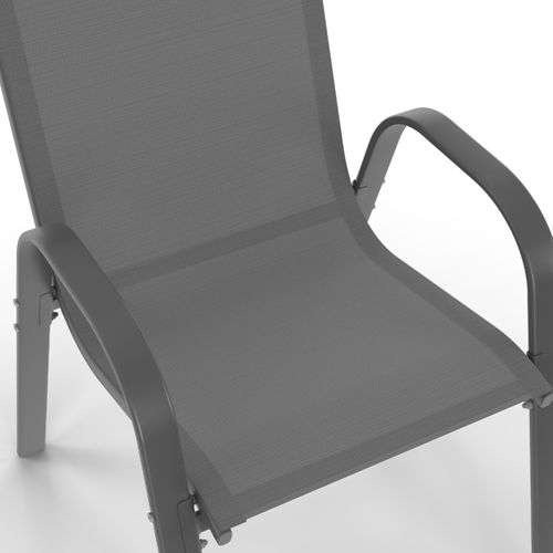Lot De 6 Chaises De Jardin Lyma Métal Et Textilène Empilables Gris Anthracite