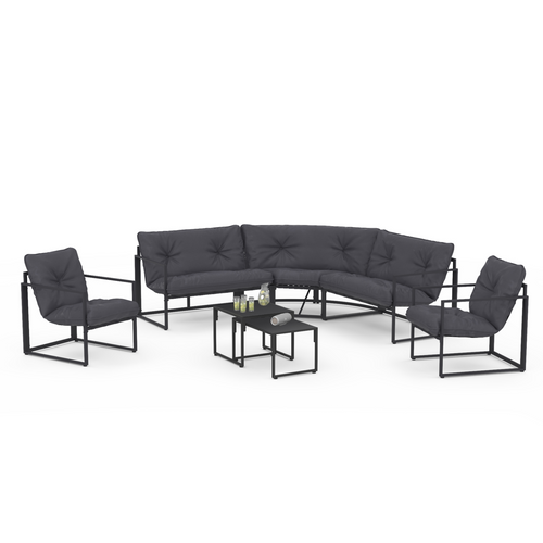 Salon De Jardin Bas Nairobi 8 Places Salon D'angle En Acier Gris Anthracite