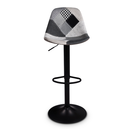 Lot De 2 Tabourets De Bar Karl Design Patchworks Noirs, Gris Et Blancs Pied Noir