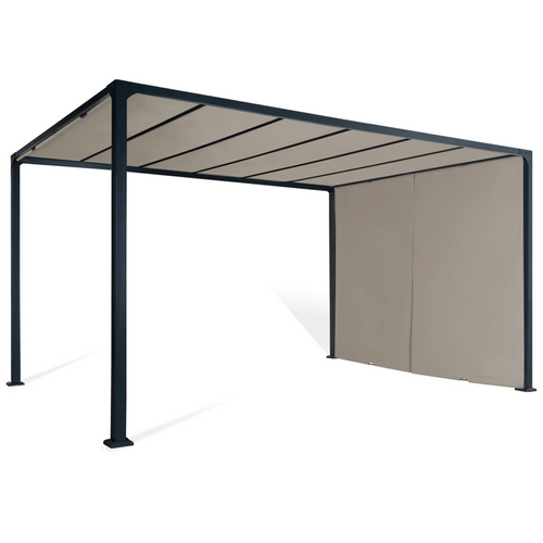 Pergola Coulissante 2 Pans 3x4 M Belvédère De Jardin Toile Taupe