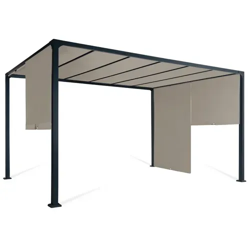 Pergola Coulissante 2 Pans 3x4 M Belvédère De Jardin Toile Taupe