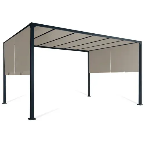 Pergola Coulissante 2 Pans 3x4 M Belvédère De Jardin Toile Taupe