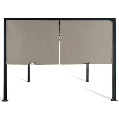 Pergola Coulissante 2 Pans 3x4 M Belvédère De Jardin Toile Taupe