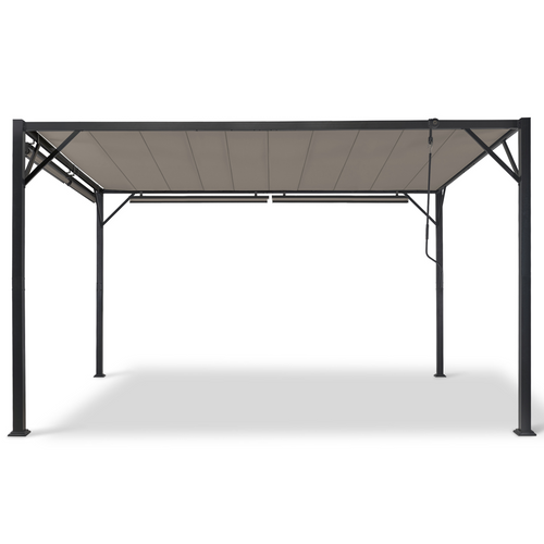 Pergola édition Luxe Lames Orientables 3x4 M Et 4 Stores Taupe