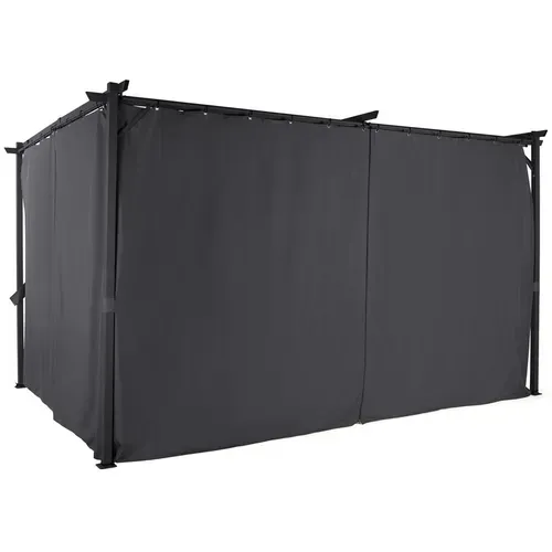 Pergola édition Limitée Toit Rétractable 3x4 M Et 4 Rideaux Gris Anthracite