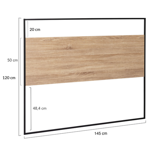 Tête De Lit Avec Fixations Murales Detroit 145 Cm Bois Et Métal Noir Design Industriel