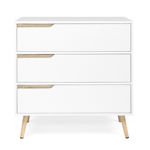 Commode 3 Tiroirs Helsinki 80 Cm Scandinave Blanc