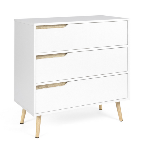 Commode 3 Tiroirs Helsinki 80 Cm Scandinave Blanc