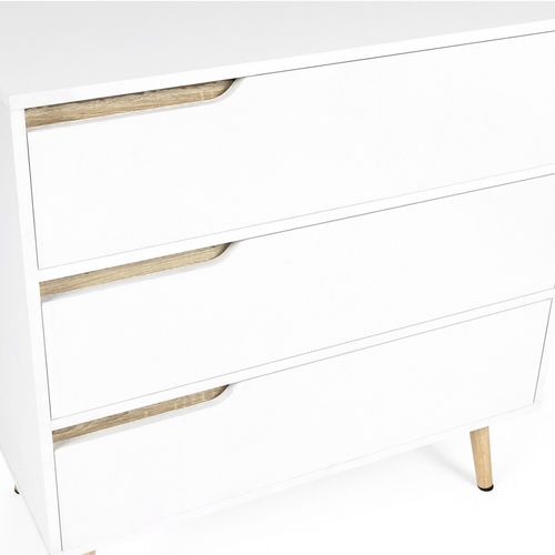 Commode 3 Tiroirs Helsinki 80 Cm Scandinave Blanc
