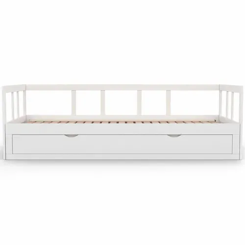 Lit Banquette 90 X 190 Cm Zoya Convertible 180 X 190 Cm Blanc Avec 1 Tiroir De Rangement