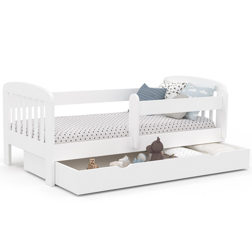 Lit Enfant 80 X 160 Cm Lilia 1 Tiroir De Rangement Avec Sommier Et Barrières