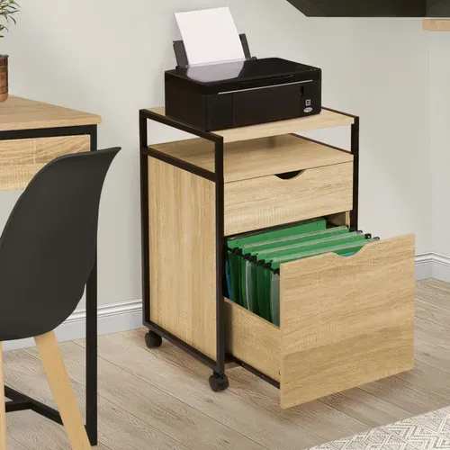 Caisson De Bureau Support Imprimante Detroit 2 Tiroirs Design Industriel