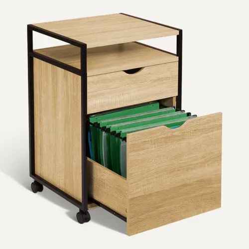 Caisson De Bureau Support Imprimante Detroit 2 Tiroirs Design Industriel