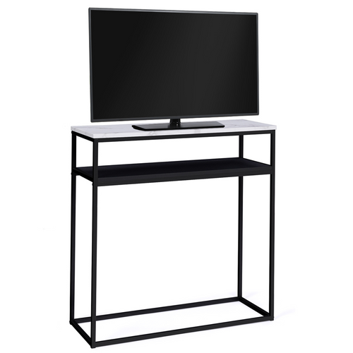 Console Double Alaska Effet Marbre Et Bois Noir Pied Métal