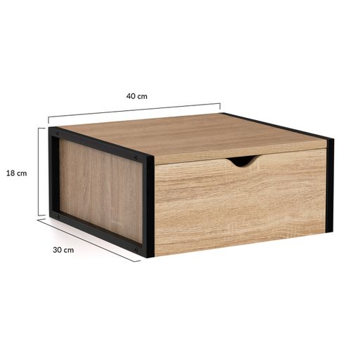 Lot De 2 Tables De Chevet Murales Detroit 1 Tiroir étagère Suspendue Bois Et Métal Noir Design Indus