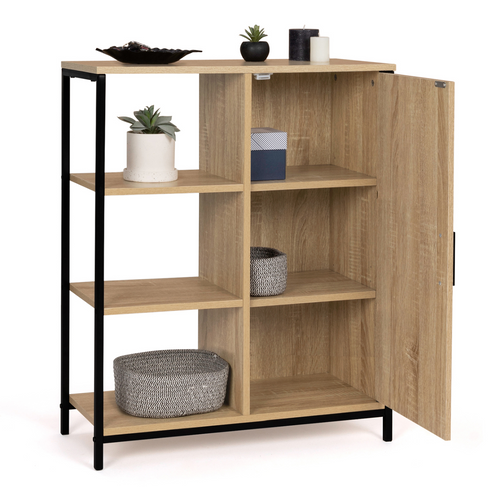 Buffet D'appoint 3 étagères Et Placard 70 Cm Detroit Design Industriel