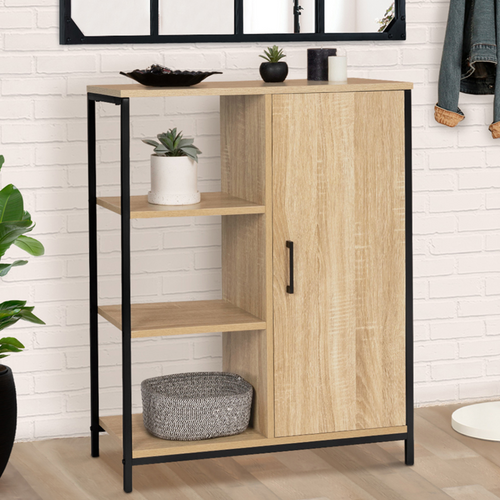 Buffet D'appoint 3 étagères Et Placard 70 Cm Detroit Design Industriel