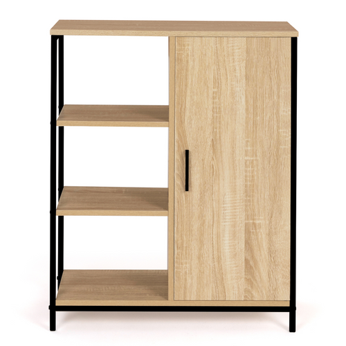 Buffet D'appoint 3 étagères Et Placard 70 Cm Detroit Design Industriel