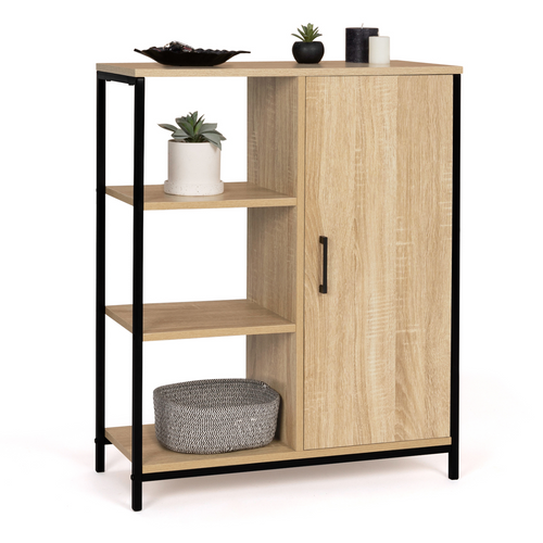 Buffet D'appoint 3 étagères Et Placard 70 Cm Detroit Design Industriel