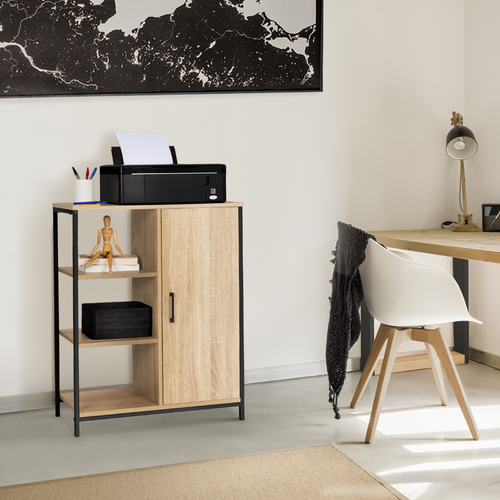 Buffet D'appoint 3 étagères Et Placard 70 Cm Detroit Design Industriel