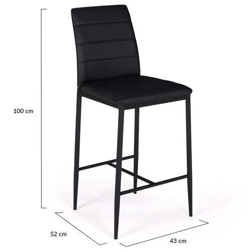 Lot De 4 Tabourets Romane En Pvc Noir Design Contemporain Chaises De Bar Rembourrées