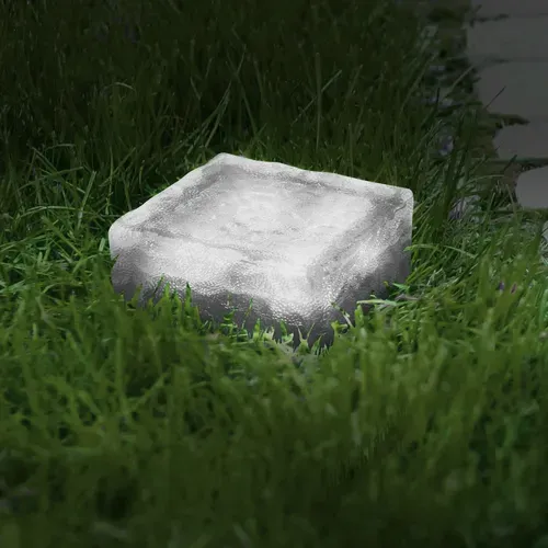 Lot De 8 Pavés Solaires En Verre 4 LEDs Blanches éclairage De Jardin