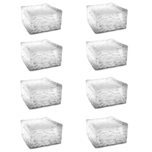 Lot De 8 Pavés Solaires En Verre 4 LEDs Blanches éclairage De Jardin