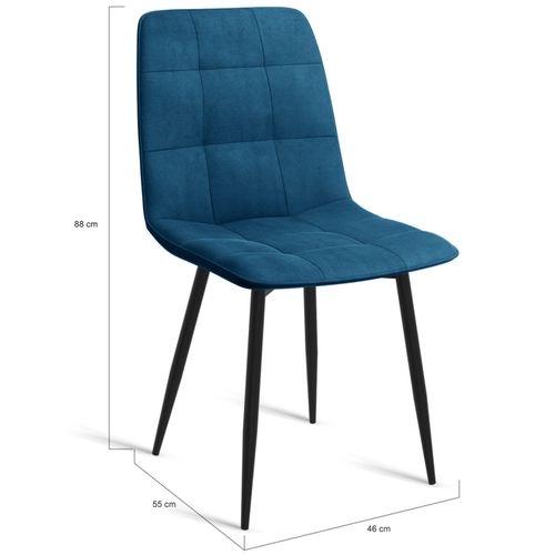 Lot De 6 Chaises Mila En Velours Bleu Pour Salle à Manger