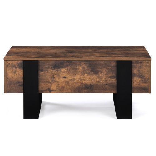 Table Basse Plateau Relevable Rectangulaire Phoenix Bois Effet Vieilli Et Noir